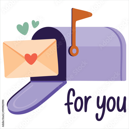 Romantic mail box with love letter for sweetheart holiday celebration vector