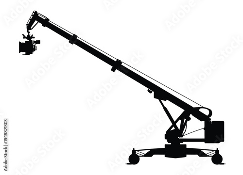 Camera crane silhouette vector illustration for film production and photography equipment eps silhouette vector illustration white background	