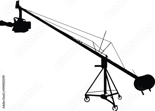 Camera crane silhouette vector illustration for film production and photography equipment eps silhouette vector illustration white background	