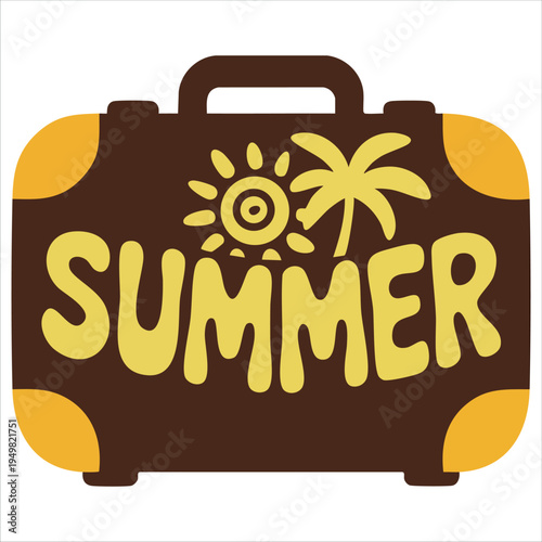 Antique travel suitcase doodle for wanderlust and vacation concept vector