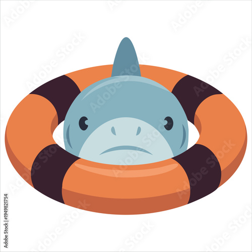 Shark shaped inflatable rubber ring with open mouth for pool fun vector