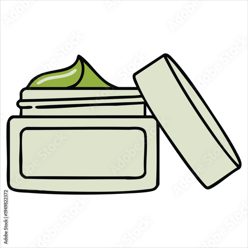Cosmetics cream container doodle for skincare branding vector clipart