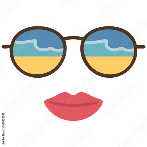 Sunglasses with summer reflection scene illustration vector design
