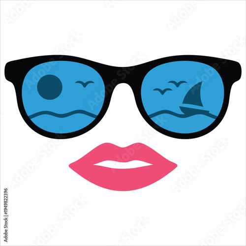 Eyewear with seasonal landscape mirrored on lenses vector art