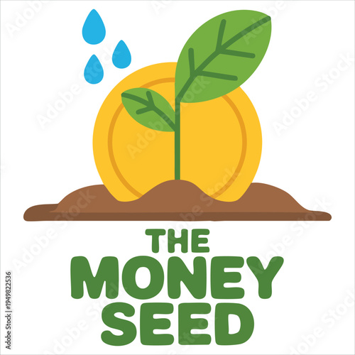 Planting coins in ground for investment and wealth metaphor vector