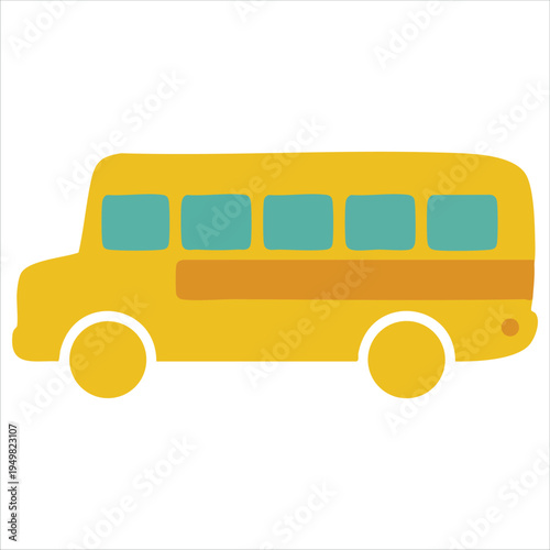 Bright yellow school bus in cartoon style for education vector