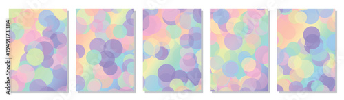 幻想的なパステルドット 透明感のあるボケ味グラデーション背景セット