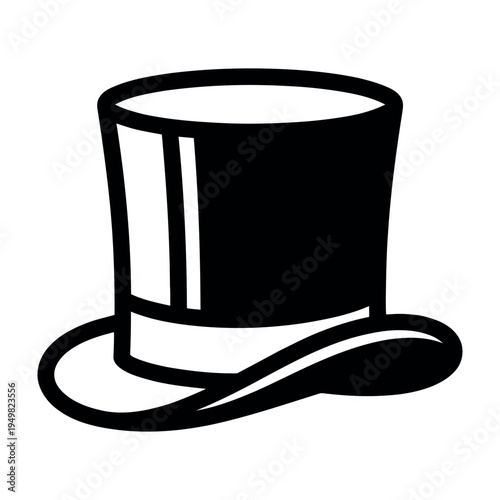 Classic Black and White Vector Illustration of a Formal Gentleman Top Hat Icon
