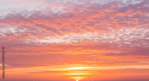 Sunset sky background with orange and pink clouds vector