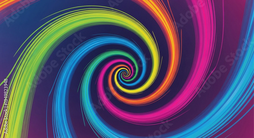 Vibrant Rainbow Spiral Abstract Background.
