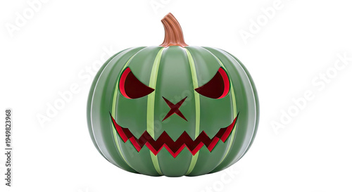 Green Jack-o'-lantern with Spooky Face