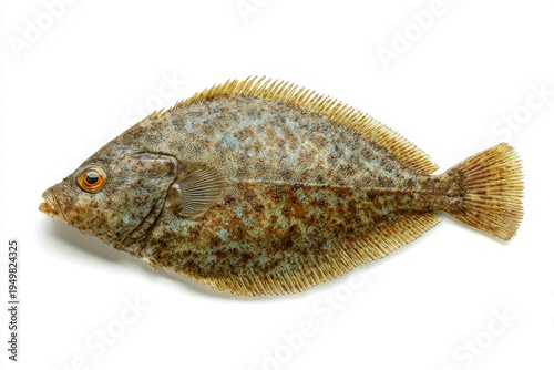 Fresh flatfish on white background.