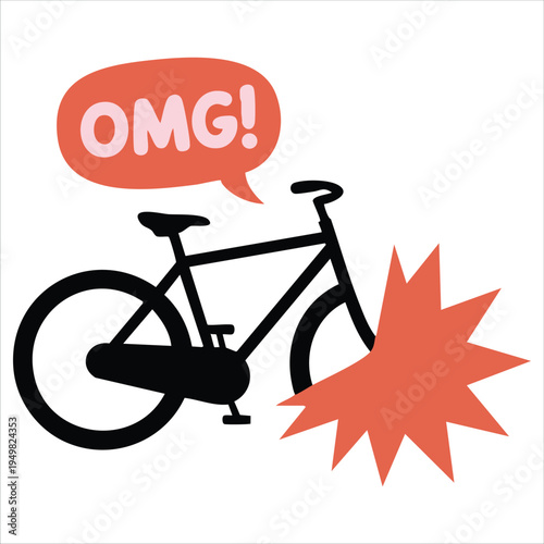 Bicycle crash accident for road hazard awareness vector