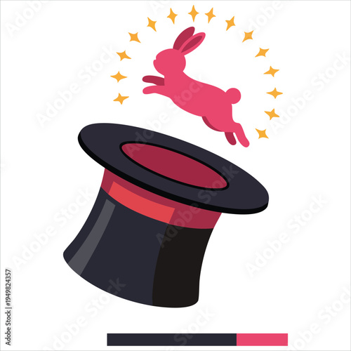 Magic bunny with top hat for illusion and performance vector