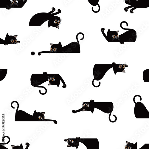 Unique and funny cat seamless pattern,