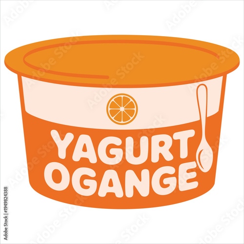 Yogurt with orange for fruit flavored dairy snack vector
