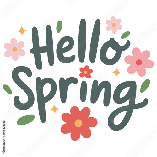 Hello springtime colorful doodle icon for season change vector