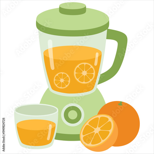 Smoothie blender with orange juice for healthy lifestyle vector