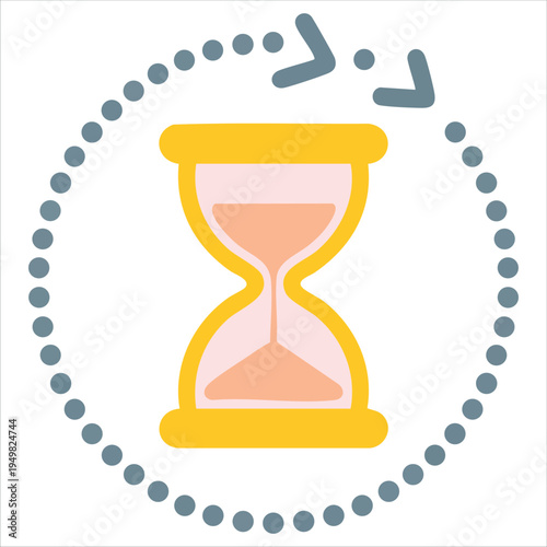 Waiting hourglass for aging process and patience theme vector