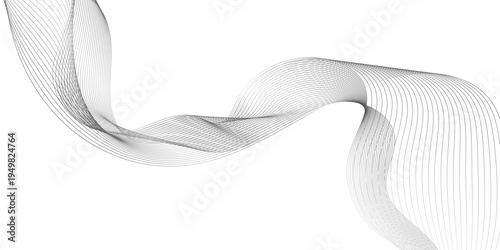 Abstract white background colorful lines, frequency sound black wave line twisted curve with blend effect, vector wave digital white and gray gradient blend futuristic technology.