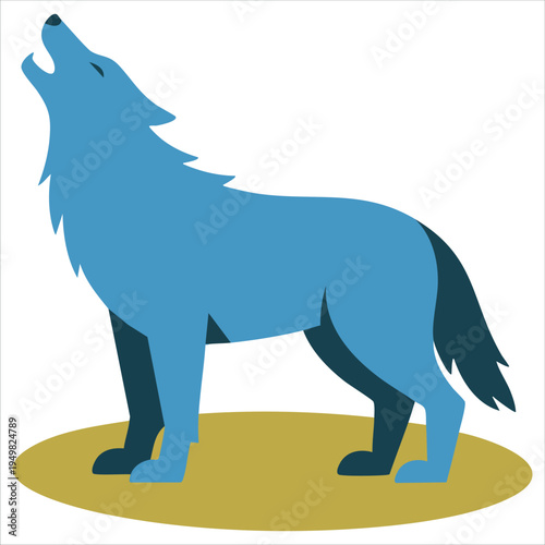 Glowing blue werewolf howling at moon for fantasy art vector