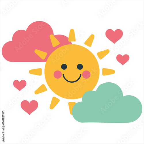 Weather pattern set with sun and clouds for forecast vector