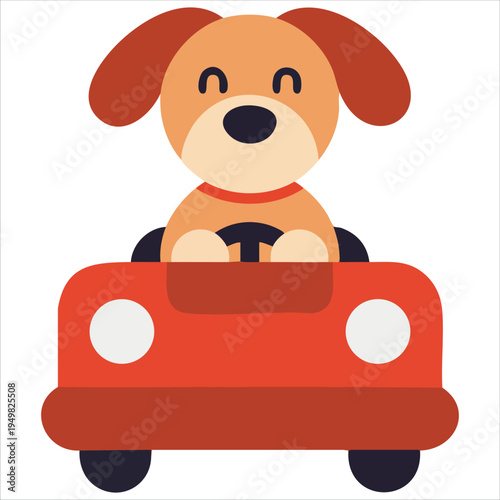 Canine driving car for funny animal transport concept vector