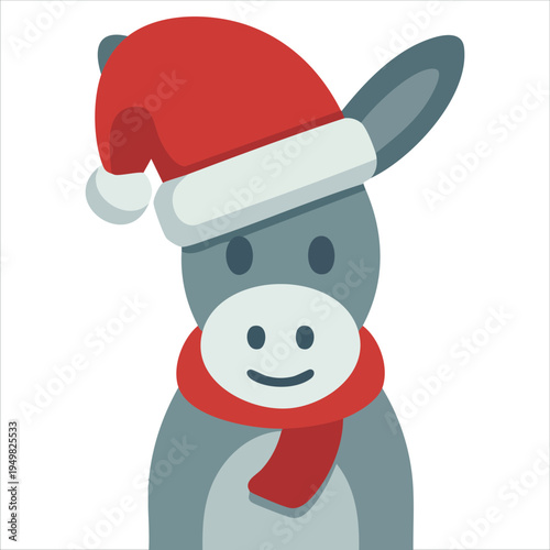 Festive donkey in red scarf for winter celebration vector
