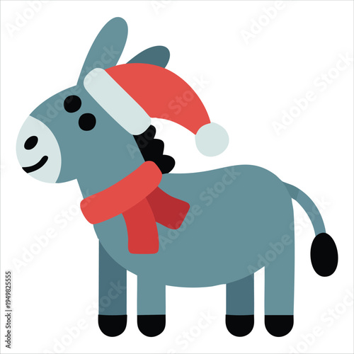 Celebration donkey with warm scarf for seasonal design vector