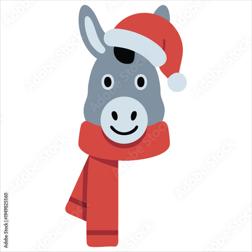 Holiday donkey character for xmas card and decoration vector