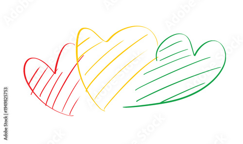Heart love shape drawing red green yellow object icon freedom juneteenth america africa black history month celebration culture diversity independence love heart community justice holiday heart love 