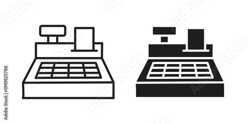 Cash register icon symbol collection for web design. Icon Element For Design