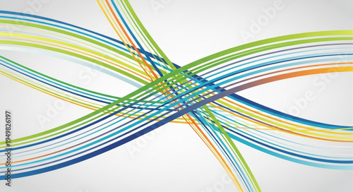 Abstract colorful wavy lines flowing and intersecting.