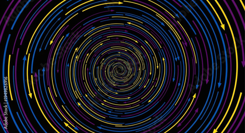 Abstract Circular Light Trails Motion Blur Effect.