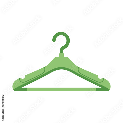 Green padded hanger isolated on a white background, showcasing a minimalist design with smooth curves and vibrant color