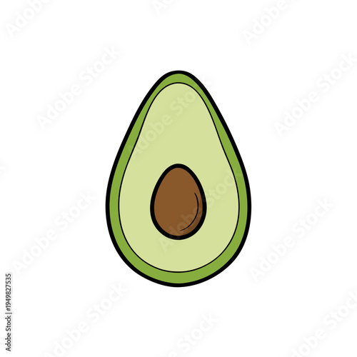 Vector illustration of a halved avocado with pit