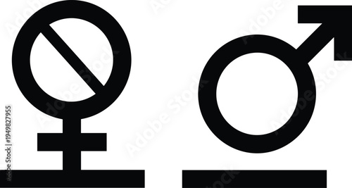 Black symbols for female and male genders on a white background vector illustration