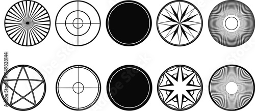 Collection of Ten Circular Geometric and Abstract Design Elements Keywords: circular, geometric, abstract, design, elements