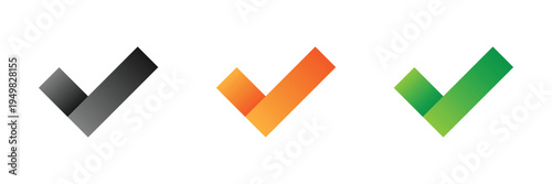 Check mark tick icon set, approval, verification and success symbol collection for user interface, web design and applications.