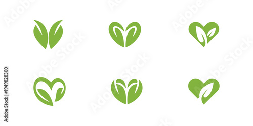 Modern Eco Love Logo Set for Organic Lifestyle and Environmental Branding