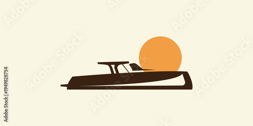 Speedboat with Sun Logo Design for Marine Travel and Adventure Branding