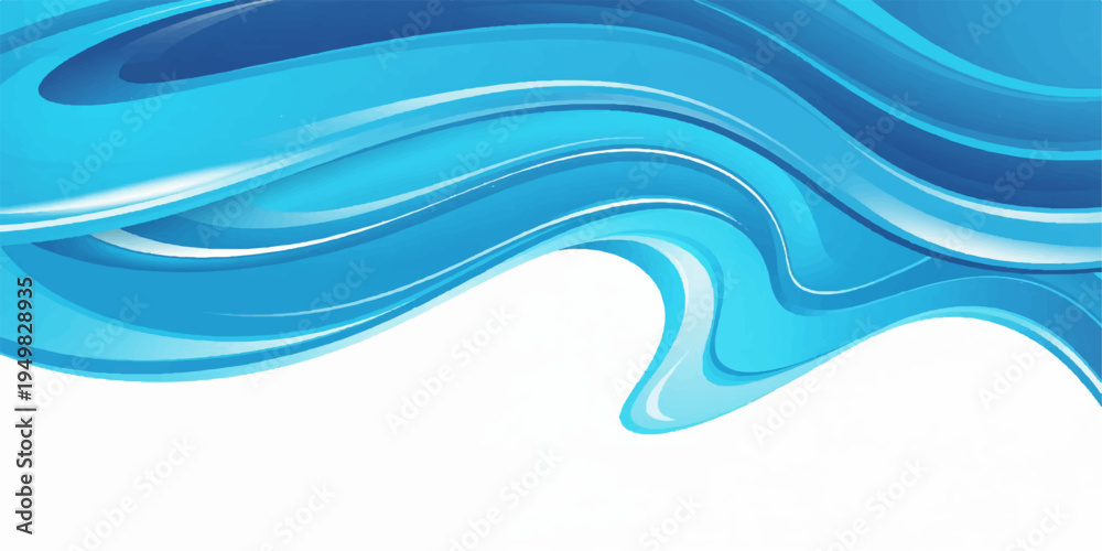 Fototapeta premium Clean digital illustration of abstract blue waves featuring a flowing curve design and light motion pattern for a modern sea water backdrop wallpaper