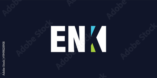 Creative ENK Monogram Logo with Negative Space Concept for Modern Branding