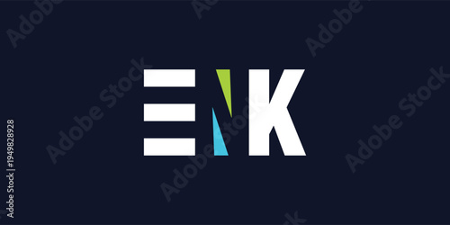 Creative ENK Monogram Logo with Negative Space Concept for Modern Branding