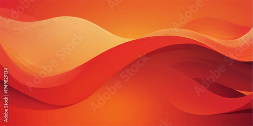 Abstract red and yellow wave pattern featuring artistic orange curves and wavy vector lines for a summer style backdrop and light wallpaper design