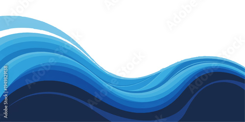 Smooth abstract blue wave background featuring a flowing water curve design with light motion lines and a vector pattern for a business backdrop illustration