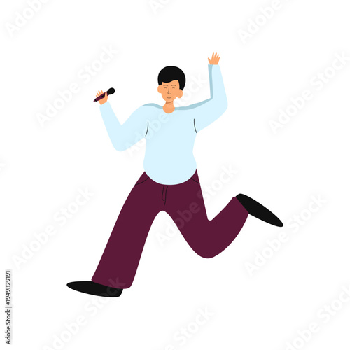 Man Running with Microphone