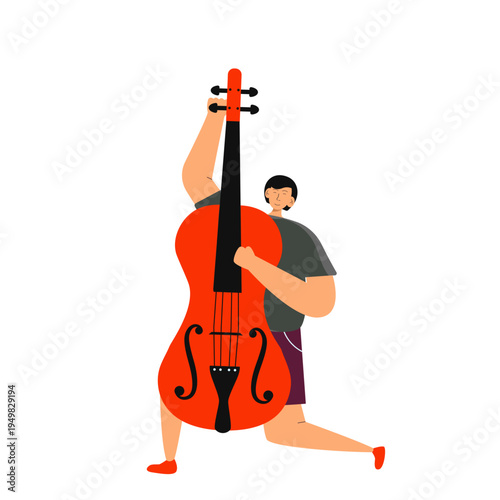 Man Lifting Upright Bass