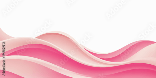 An artistic pink and purple abstract background features flowing vector waves and light curves in a motion pattern, creating a soft smoke swirl design for a modern wallpaper backdrop