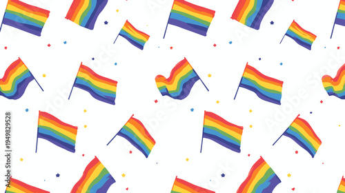 Seamless Rainbow Pride Flag Pattern Background for LGBTQ Pride Month Celebration Posters, Wrapping Paper, and Inclusive Design